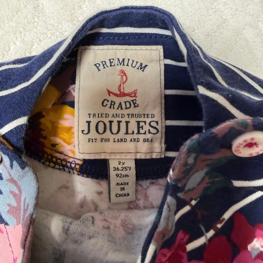 Nautical Floral Joules Premium Grade Girls Top 2Y Navy Stripe Long Sleeve - Picture 4 of 8